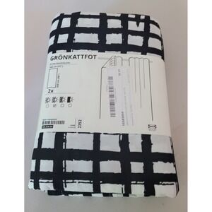 NWT IKEA Black & white Plaid curtains 2 panels. 57" across by 98" Long Each.
